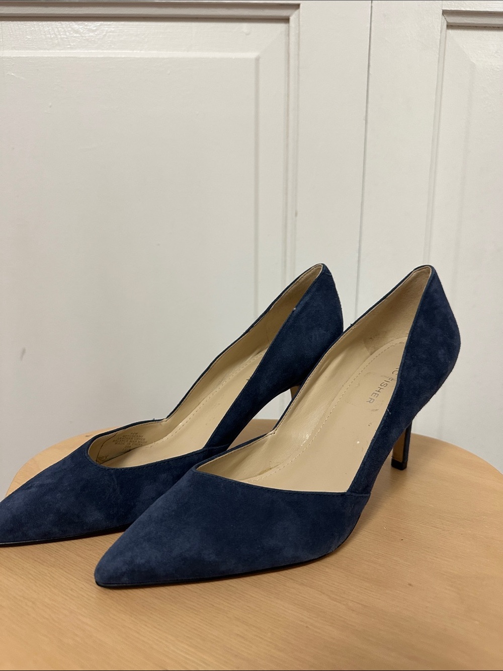 Marc Fisher Navy Suede Pointed-Toe Pumps